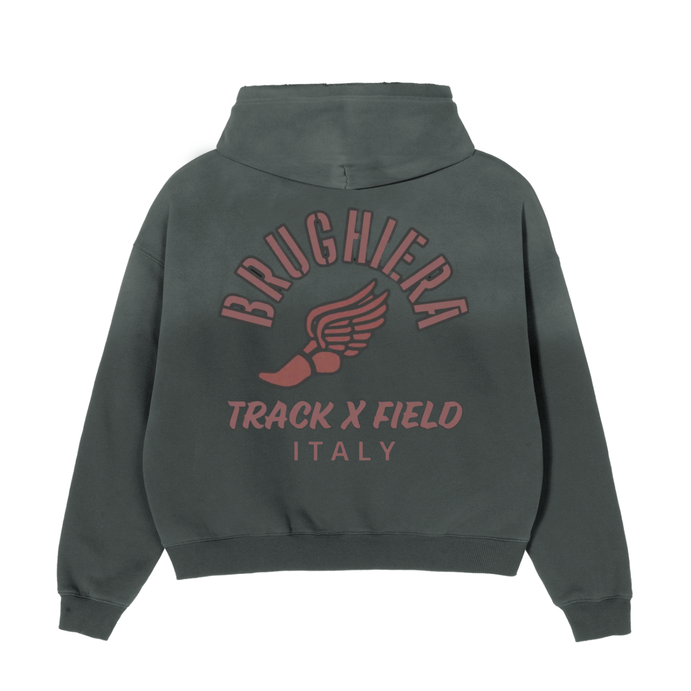 SECTION BRUGHIERA TRACK Frayed Sunfade Boxy Fleece Hoodie