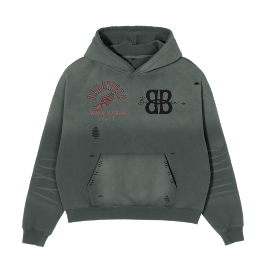 SECTION BRUGHIERA TRACK Frayed Sunfade Boxy Fleece Hoodie