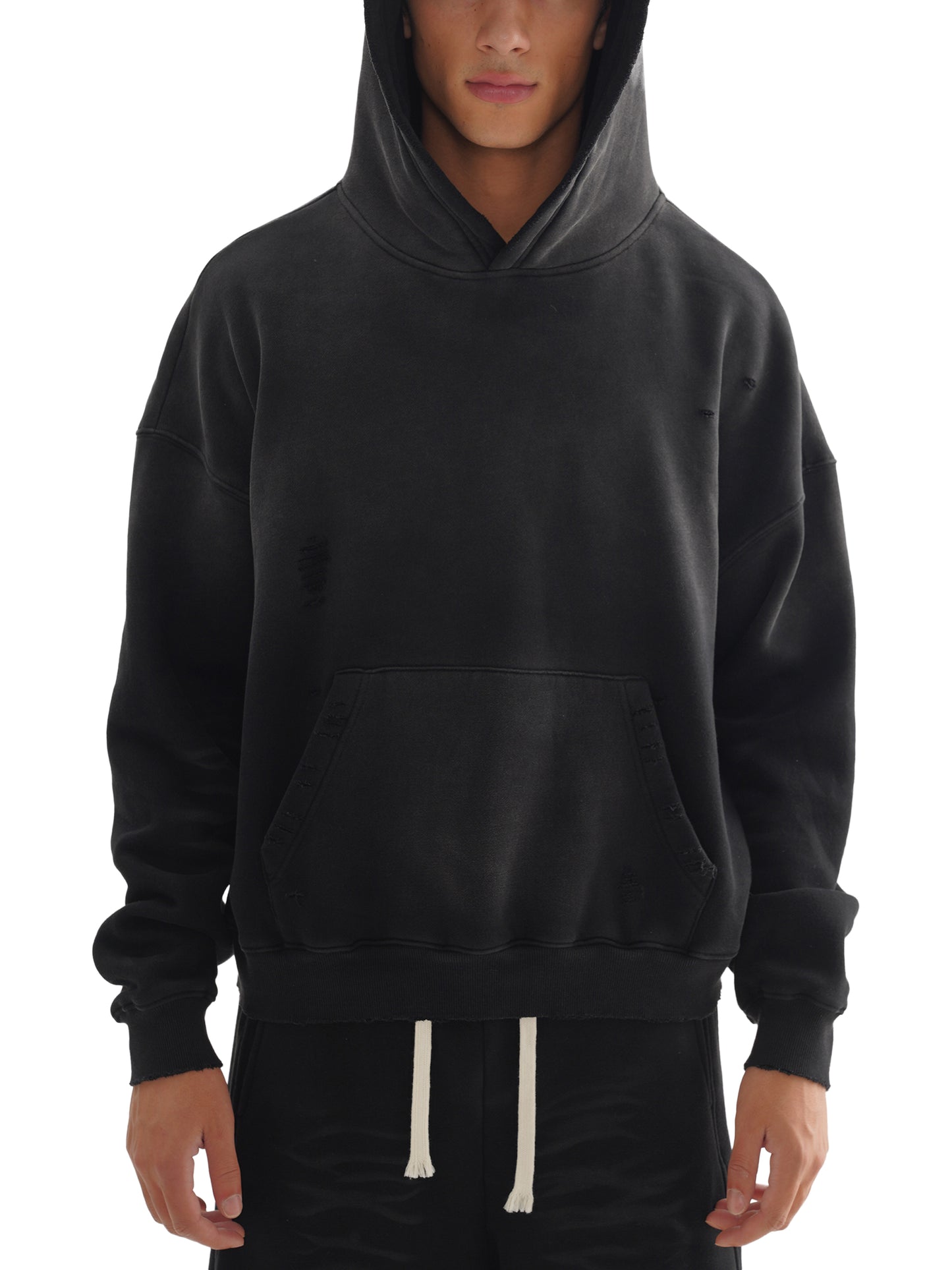 SECTION BRUGHIERA TRACK Frayed Sunfade Boxy Fleece Hoodie