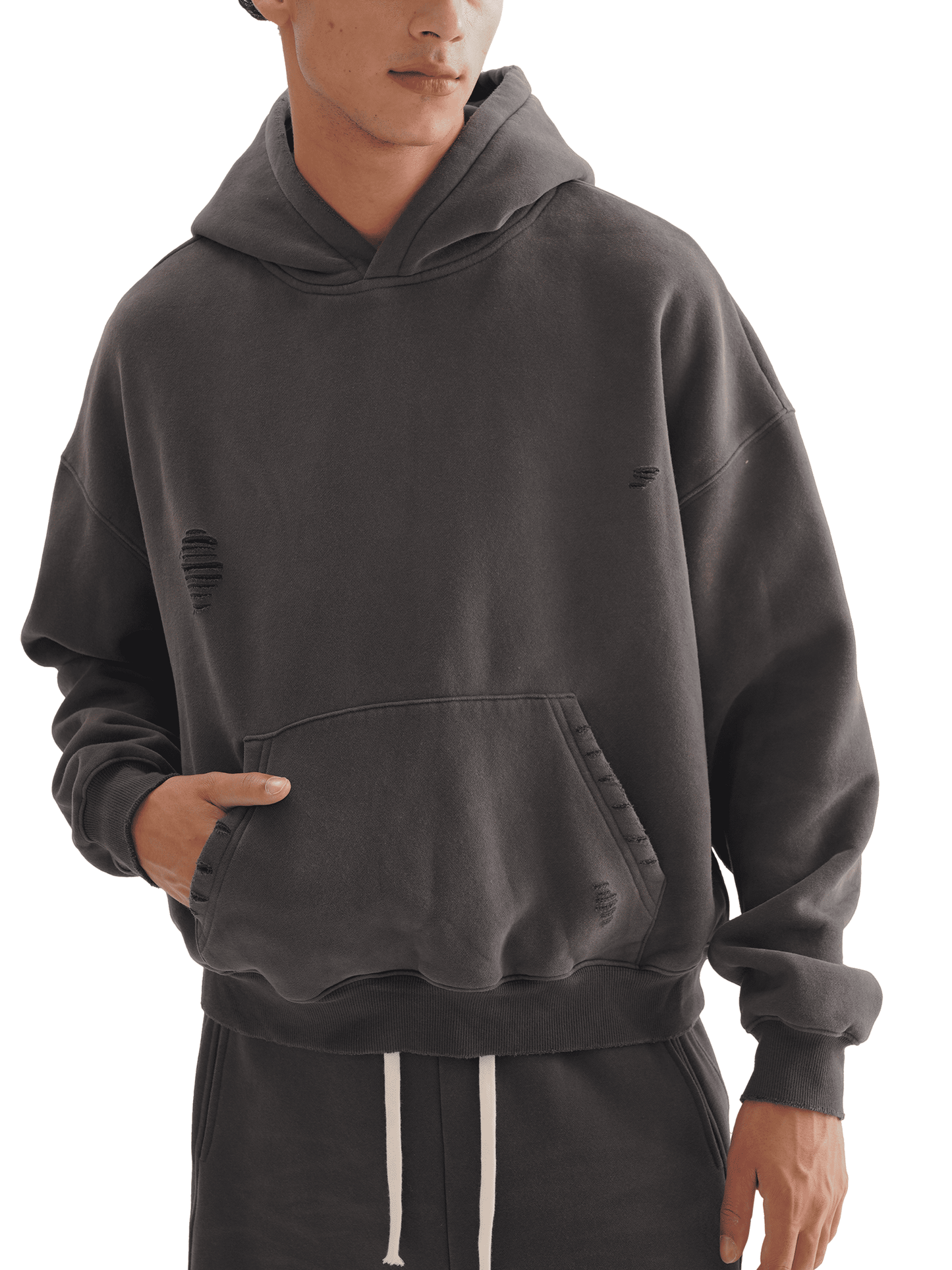 SECTION BRUGHIERA TRACK Frayed Sunfade Boxy Fleece Hoodie